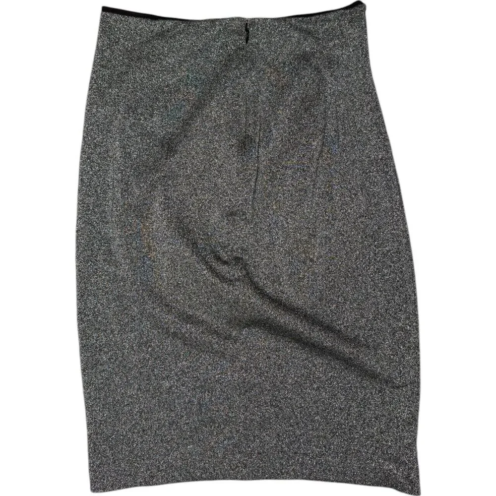 Worthington Womens 8 Black Silver Metallic Pencil Mini Skirt Business‎ Casual